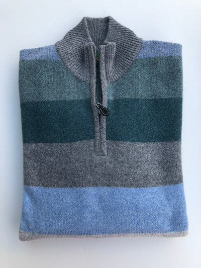 Alan Paine Men's Lyndhurst 1/4 Zip Mock Neck Sweater in a Grey Mix
