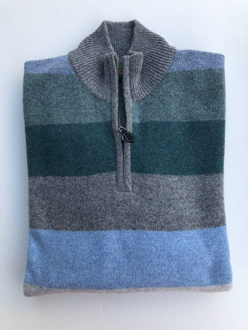 Alan Paine Men's Lyndhurst 1/4 Zip Mock Neck Sweater in a Grey Mix