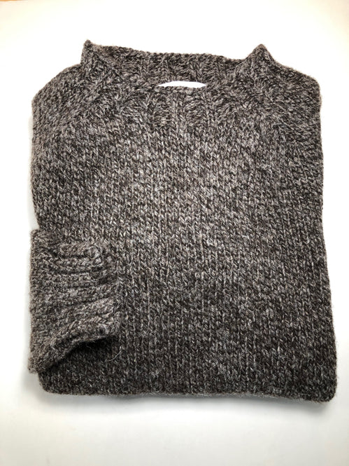 Harley of Scotland Men's Chunky Shetland Crew Neck Sweater in British Heritage Wool