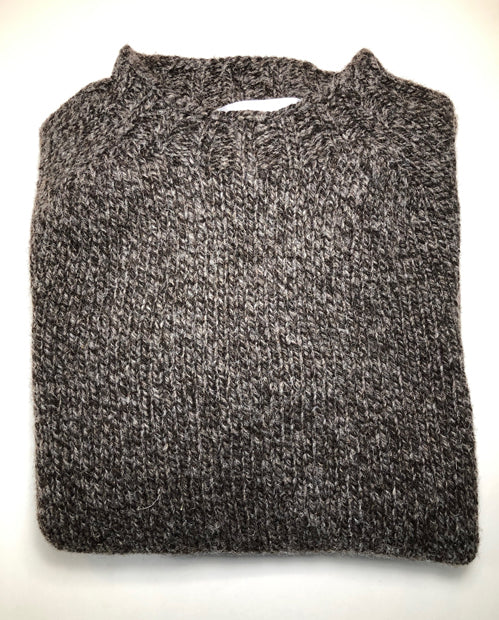Harley of Scotland Men's Chunky Shetland Crew Neck Sweater in British Heritage Wool