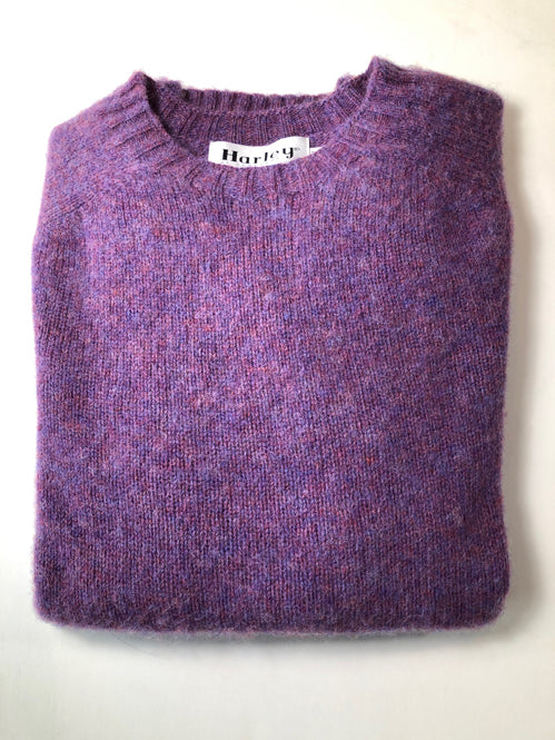Harley of Scotland Men's Supersoft Wool Crew Neck Sweater in Calluna Shaggy Brush