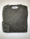 Harley of Scotland Men's Supersoft Wool Crew Neck Sweater in Fossil Grey Shaggy Brush