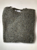 Harley of Scotland Men's Supersoft Wool Crew Neck Sweater in Fossil Grey Shaggy Brush