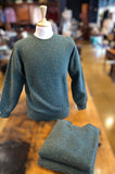 Harley of Scotland Men's Supersoft Wool Crew Neck Sweater in Jade Shaggy Brush