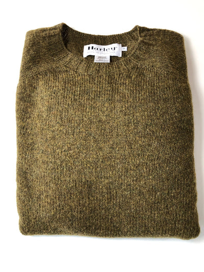 Harley of Scotland Men's Supersoft Wool Crew Neck Sweater in Moorland Olive