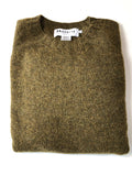 Harley of Scotland Men's Supersoft Wool Crew Neck Sweater in Moorland Olive