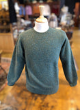 Harley of Scotland Men's Supersoft Wool Crew Neck Sweater in Jade Shaggy Brush