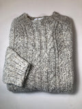 Harley of Scotland Men's Heritage Wool Fisherman's Cable Crew Neck Sweater in Romney