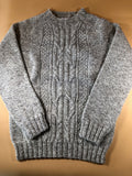 Harley of Scotland Men's Heritage Wool Fisherman's Cable Crew Neck Sweater in Romney
