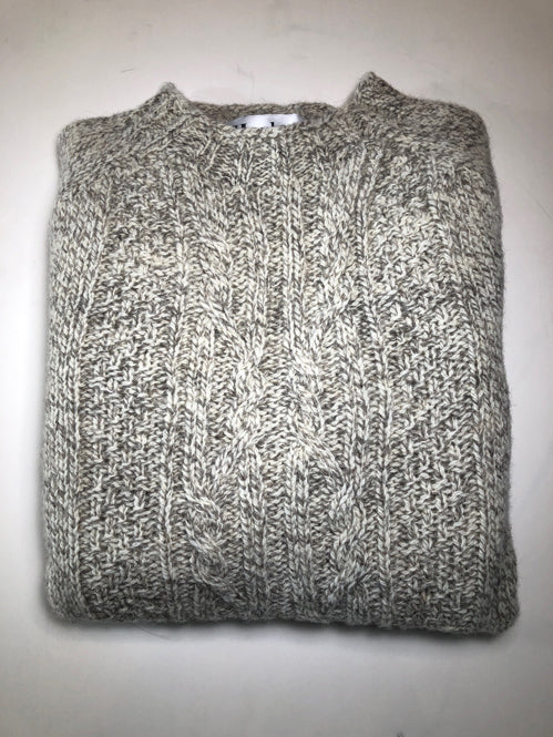 Harley of Scotland Men's Heritage Wool Fisherman's Cable Crew Neck Sweater in Romney