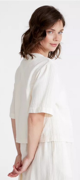HOLEBROOK SWEDEN MALENA CROPPED SHIRT IN OFF WHITE