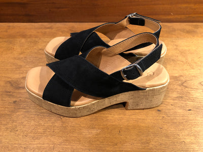 CORDANI MALIN PLATFORM SANDAL IN BLACK SUEDE