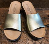 CORDANI MORENA WEDGE SANDAL IN PLATINUM LEATHER