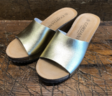 CORDANI MORENA WEDGE SANDAL IN PLATINUM LEATHER