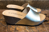 CORDANI MORENA WEDGE SANDAL IN PLATINUM LEATHER