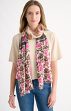 KINROSS CASHMERE MODERN GLEN PRINT SCARF IN CRANBERRY MULTI
