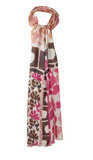 KINROSS CASHMERE MODERN GLEN PRINT SCARF IN CRANBERRY MULTI