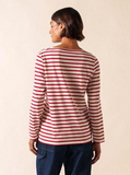 SAINT JAMES OF FRANCE WOMEN'S MINQUIDAME BRETON STRIPED TEE IN ECRU/PERSAN