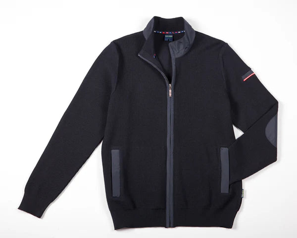 SAINT JAMES OF FRANCE MEN'S NAVIGATEUR WOOL FULL ZIP JACKET IN NAVY