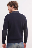 SAINT JAMES OF FRANCE MEN'S NAVIGATEUR WOOL FULL ZIP JACKET IN NAVY