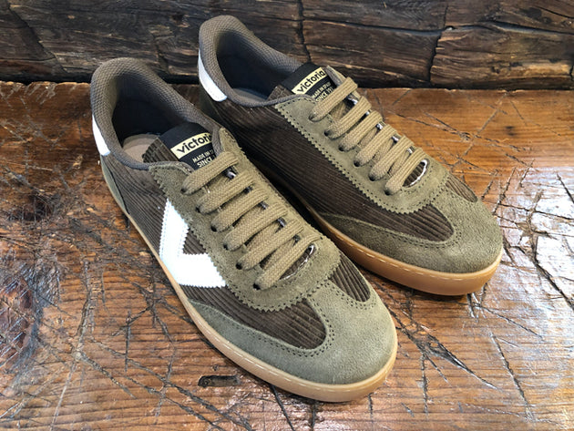 VICTORIA WOMEN'S OLIVE CORDUROY SNEAKER WITH GUM SOLE
