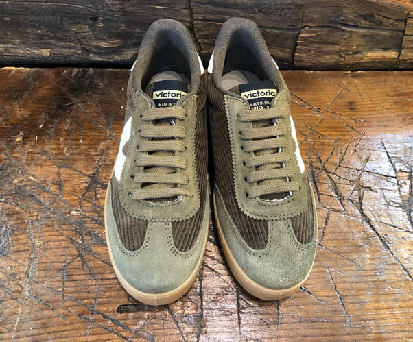 VICTORIA WOMEN'S OLIVE CORDUROY SNEAKER WITH GUM SOLE