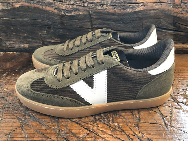 VICTORIA WOMEN'S OLIVE CORDUROY SNEAKER WITH GUM SOLE