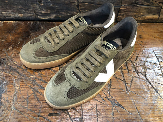 VICTORIA WOMEN'S OLIVE CORDUROY SNEAKER WITH GUM SOLE