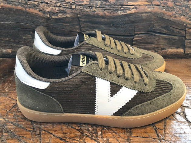 VICTORIA WOMEN'S OLIVE CORDUROY SNEAKER WITH GUM SOLE