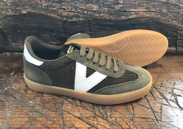 VICTORIA WOMEN'S OLIVE CORDUROY SNEAKER WITH GUM SOLE