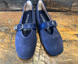 HISPANITAS Women's OSLO Ballerina in Navy Velour with Navy Pony Strap