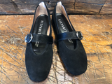 HISPANITAS Women's OSLO Ballerina in Black Velour with Pony Strap