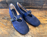HISPANITAS Women's OSLO Ballerina in Navy Velour with Navy Pony Strap