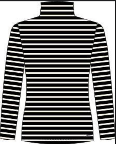 SAINT JAMES OF FRANCE OURAL WOMEN'S T-NECK LONG-SLEEVE TEE IN BLACK/ECRU