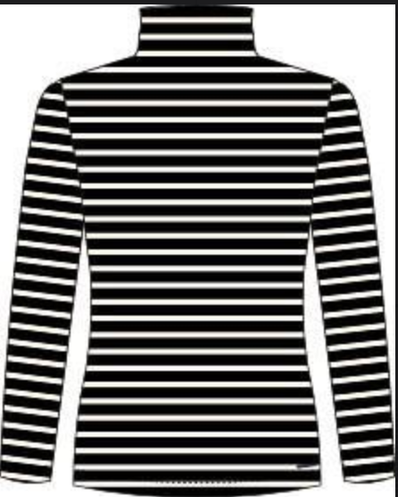 SAINT JAMES OF FRANCE OURAL WOMEN'S T-NECK LONG-SLEEVE TEE IN BLACK/ECRU
