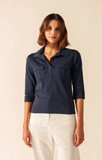 SAINT JAMES OF FRANCE WOMEN'S OLERON POLO SHIRT IN MARINE BLUE