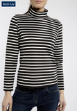 SAINT JAMES OF FRANCE OURAL WOMEN'S T-NECK LONG-SLEEVE TEE IN BLACK/ECRU
