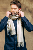 JOSHUA ELLIS HANDMADE 100% LAMBSWOOL SCARF IN CREAM