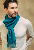 JOSHUA ELLIS HANDMADE 100% LAMBSWOOL SCARF IN TURQUOISE