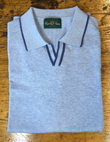 Alan Paine Men's Portloe Short Sleeve Polo Shirt with Tipping in Steel Blue