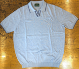 Alan Paine Men's Portloe Short Sleeve Polo Shirt with Tipping in Steel Blue