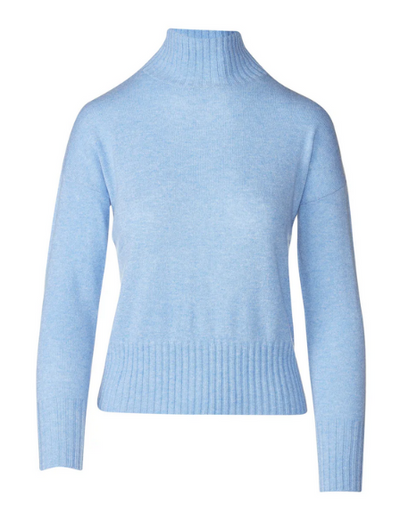 KINROSS RIB FUNNEL PULLOVER SWEATER IN COMO BLUE