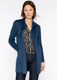 KINROSS CASHMERE RIBBED SLEEVE COAT IN SAPHIRE