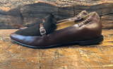 I.N.K. ROMA FLAT IN BROWN CALF WITH PONY SUEDE