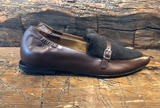 I.N.K. ROMA FLAT IN BROWN CALF WITH PONY SUEDE