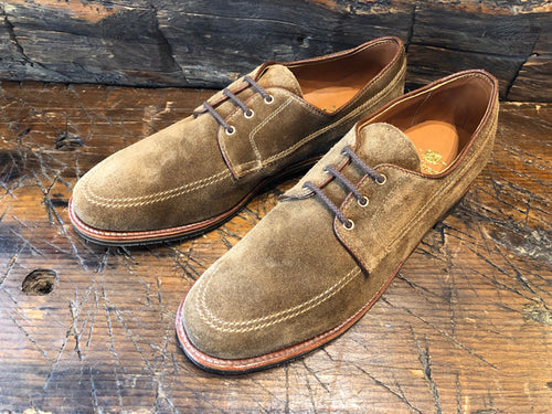 Alden Rover Moc 3 Eyelit Tie in Snuff Suede Leather with a Leisure III Sole
