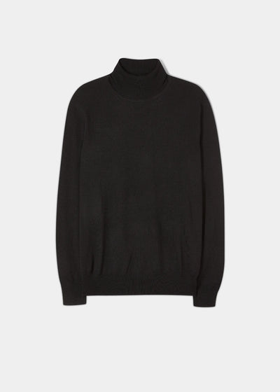ALAN PAINE LINTON ROLL NECK MERINO WOOL SWEATER IN BLACK