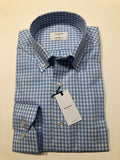 Mirto Long Sleeve Button Down Sport Shirt with Blue Check