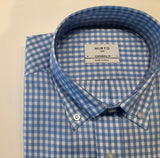 Mirto Long Sleeve Button Down Sport Shirt with Blue Check