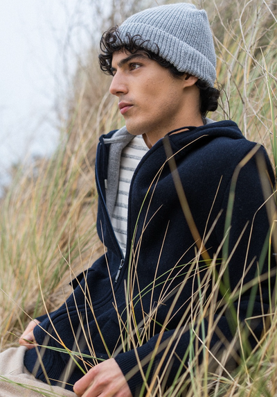 SAINT JAMES OF FRANCE MEN'S OBAN HOODED JACKET IN AMIRAL/GRIS
